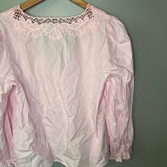 NWT J. Crew V-Neck Top with Eyelet Trim Baby Ballet Pink - Picture 9 of 12